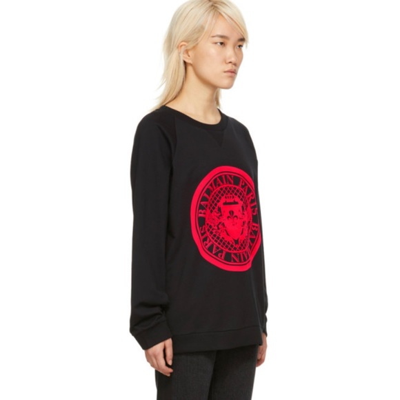 Balmain Black and Red/Pink Coin Logo Sweatshirt - Picture 3 of 10